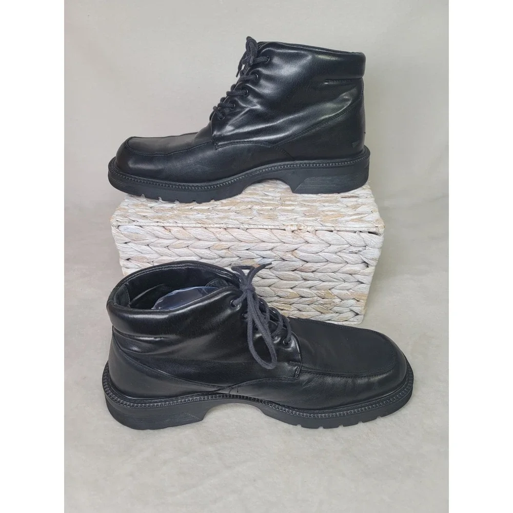 Bacco Bucci  Black Leather Square Toe Chukka Boots Heritage Made in Italy Men 11